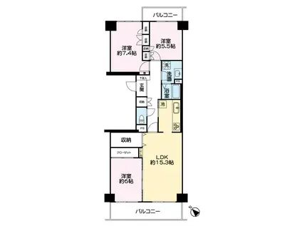 ニューシティ東戸塚南の街3号館(3SLDK/3階)の間取り写真