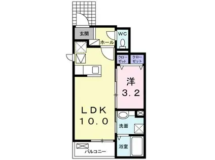 エービーフィールド(1LDK/1階)の間取り写真