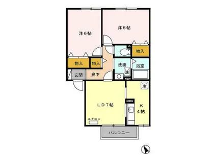 プレジール藤森II(2LDK/2階)の間取り写真