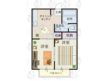 BCASA土浦IIRE-BORN(2DK/2階)の間取り写真