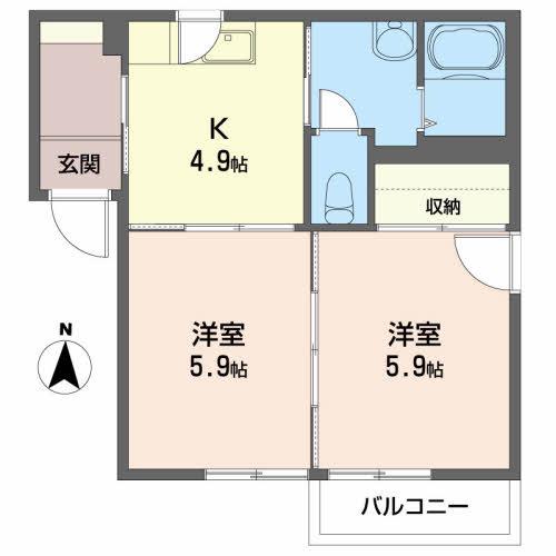 グランドメゾン中津川 A(2K/1階)の間取り写真