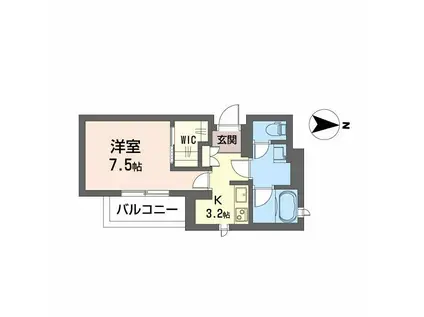 ウエストハイツ(1K/3階)の間取り写真