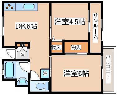 エスペランサ魚崎(2DK/10階)の間取り写真