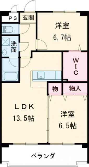 グランドゥール(2LDK/2階)の間取り写真