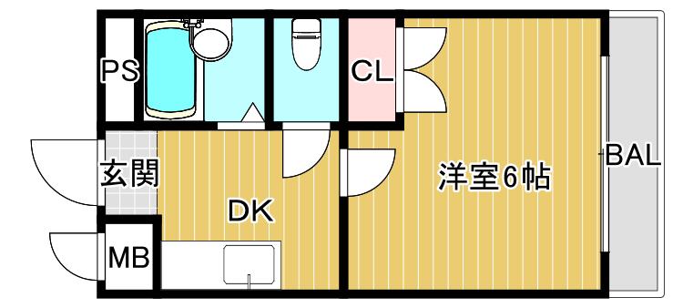 グラヴィール鶴和(1K/2階)の間取り写真