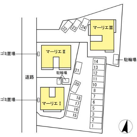 マーリエ III(1LDK/1階)の間取り写真