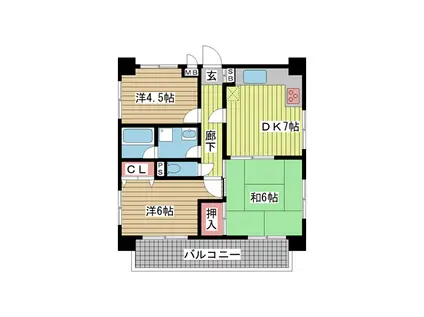 セントラルハイツ三宮東(3DK/3階)の間取り写真