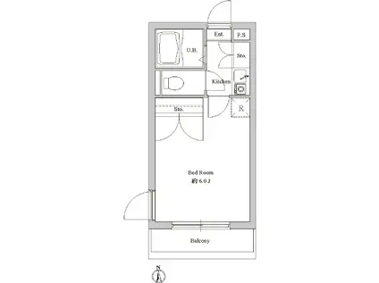 サンパレス誉田A(1K/2階)の間取り写真