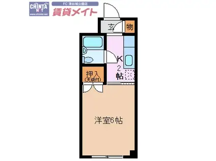 フィオーレ一身田(1K/2階)の間取り写真