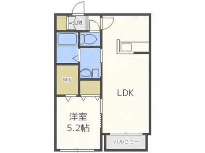 第12旭レジデンス(1LDK/2階)の間取り写真