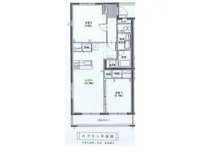 ピースタウンラ・グランメール(2LDK/1階)の間取り写真