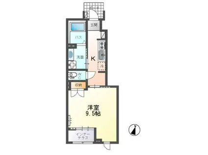 PREMIER(1K/1階)の間取り写真