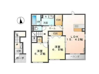 アンビシアII(2LDK/2階)の間取り写真