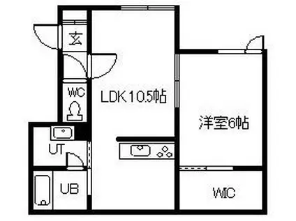 PEACE 622B(1LDK/1階)の間取り写真