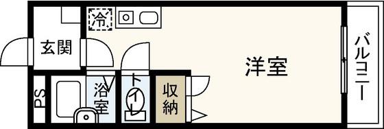 ポムドピン中央(ワンルーム/1階)の間取り写真