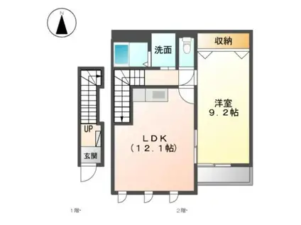 トロワアンジェロ(1LDK/2階)の間取り写真