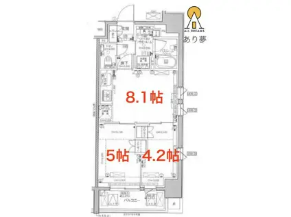 デュオステージ横浜中央(2DK/3階)の間取り写真