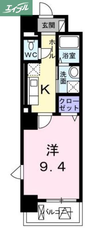 グランツコート(1K/9階)の間取り写真