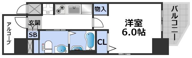 エステムプラザ大手前エヴァース(1K/6階)の間取り写真
