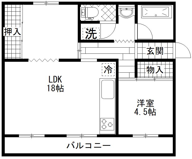 大久保東第一8号棟(1LDK/5階)の間取り写真