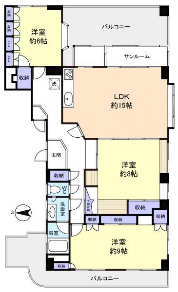 工藤ビル(3LDK/4階)の間取り写真