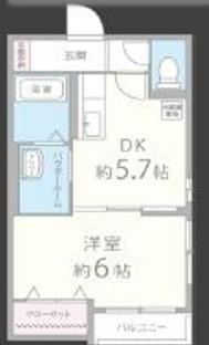 東住吉 の 長屋(1DK/1階)の間取り写真