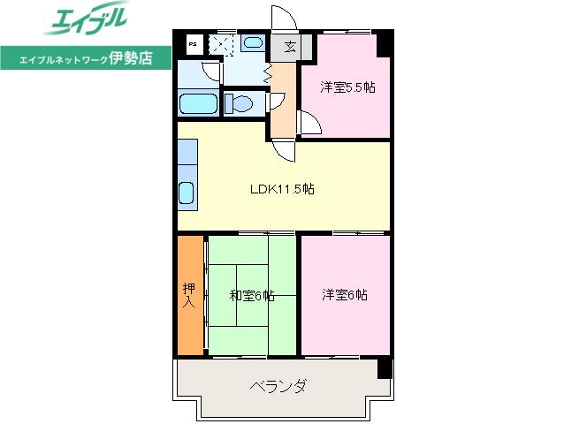 ハムステッドコート(3LDK/6階)の間取り写真
