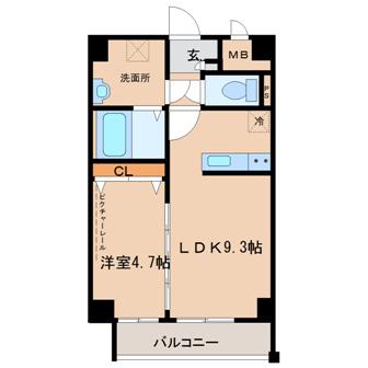 モントーレヒルズ悠(1LDK/4階)の間取り写真