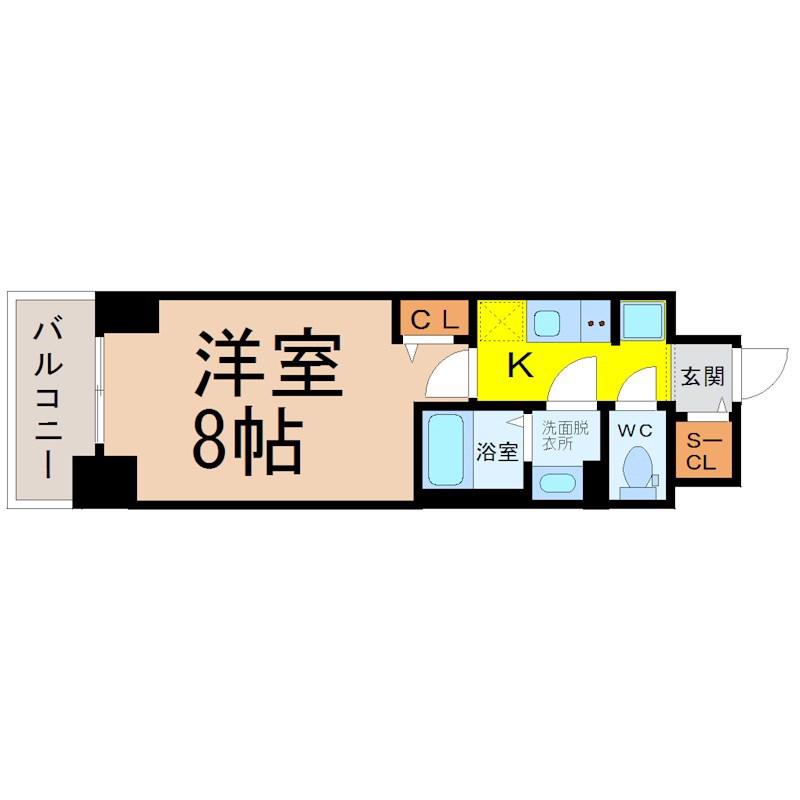 L&Cレジデンス鶴舞公園(1K/13階)の間取り写真