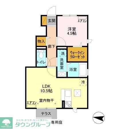 M・T・LE・LIEN(1LDK/1階)の間取り写真