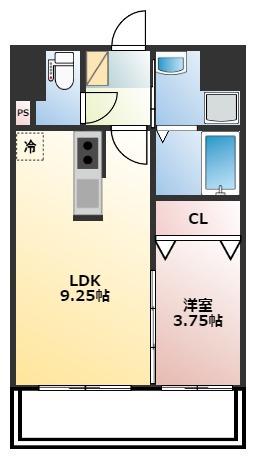 カルム空港南(1LDK/3階)の間取り写真