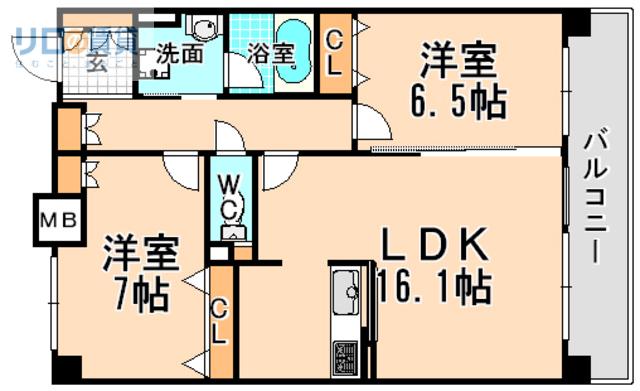 KDX宝塚レジデンス(2LDK/10階)の間取り写真