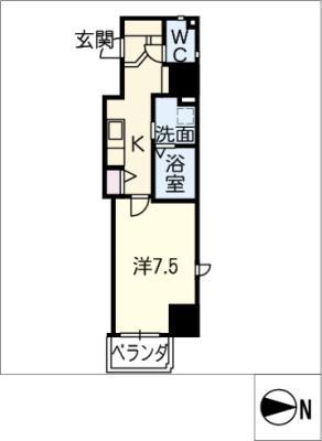 THE金山BLOSSOMS(1K/6階)の間取り写真