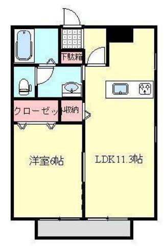 ボヌール坂出(1LDK/2階)の間取り写真