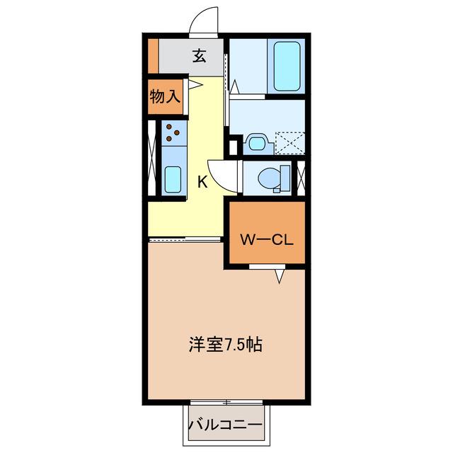 ディーシャンブル上浜町(1K/1階)の間取り写真