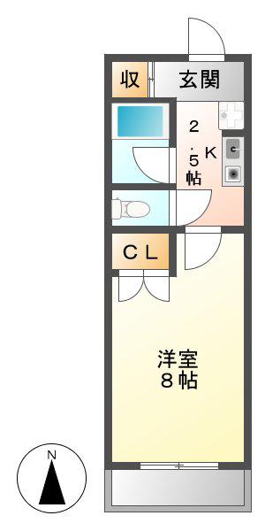 ソレイユYK(1K/3階)の間取り写真