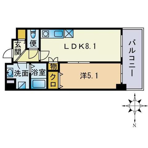 愛宕ガーデンリュクス(1LDK/7階)の間取り写真