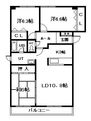 E21大福館(3LDK/2階)の間取り写真
