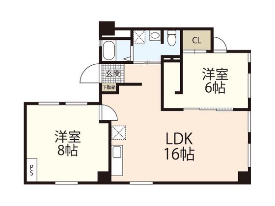 大起ビル(2LDK/8階)の間取り写真