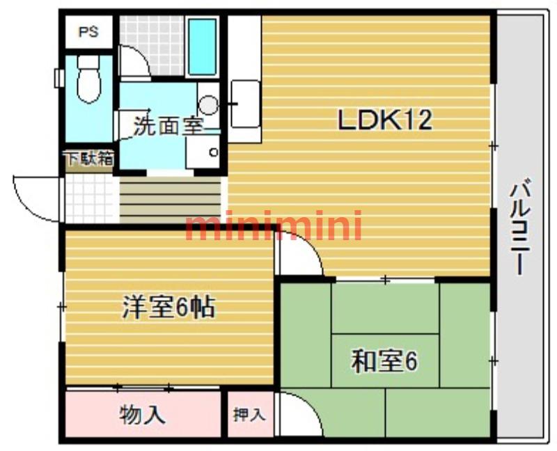 リィブチャシャトウ(2LDK/1階)の間取り写真