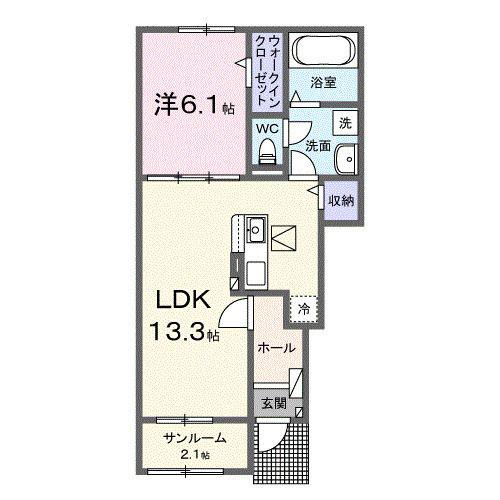 ミミエデン筑後(1LDK/1階)の間取り写真