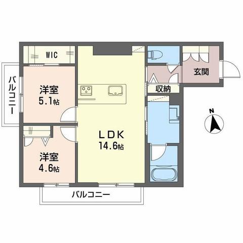 サニーサイドリュクス(2LDK/2階)の間取り写真
