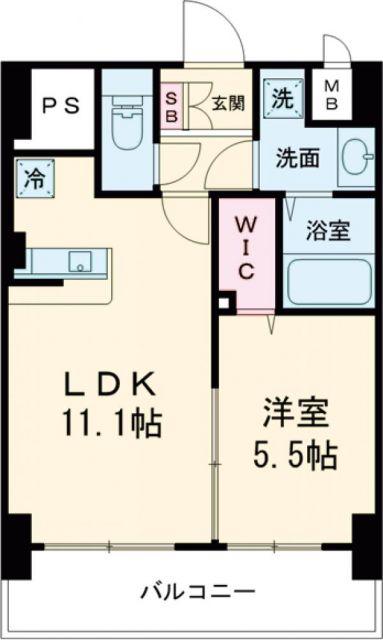 メゾンクラウン大手山(1LDK/9階)の間取り写真