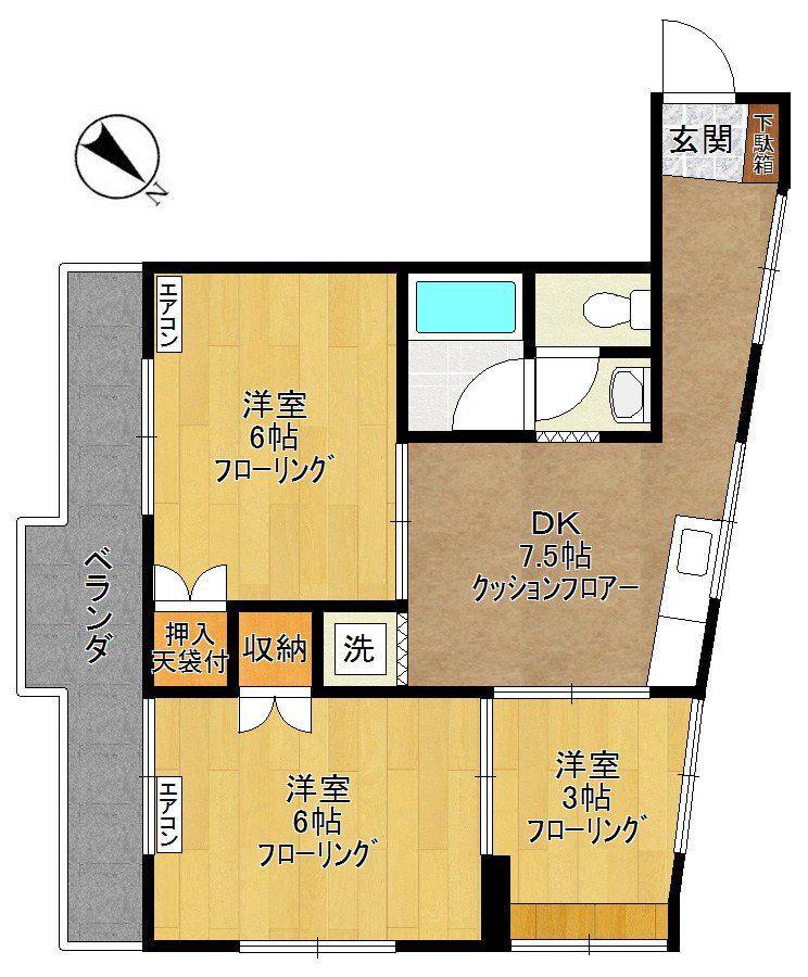 メゾン西山(3DK/2階)の間取り写真