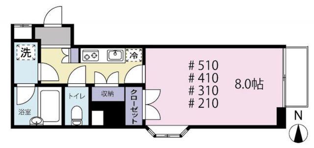 ジュネス南林間 II(1K/5階)の間取り写真