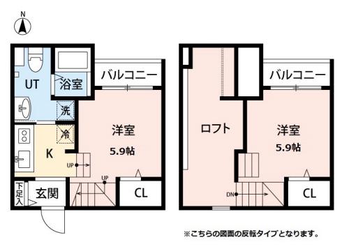 ミント高木(1K/1階)の間取り写真