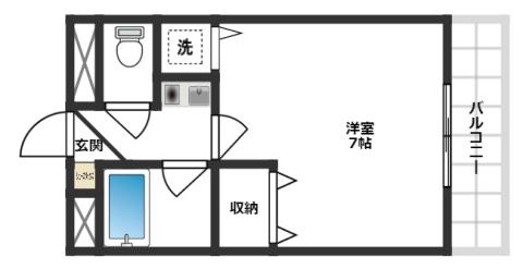 シャトーボヌゥール郡家本町(1K/2階)の間取り写真