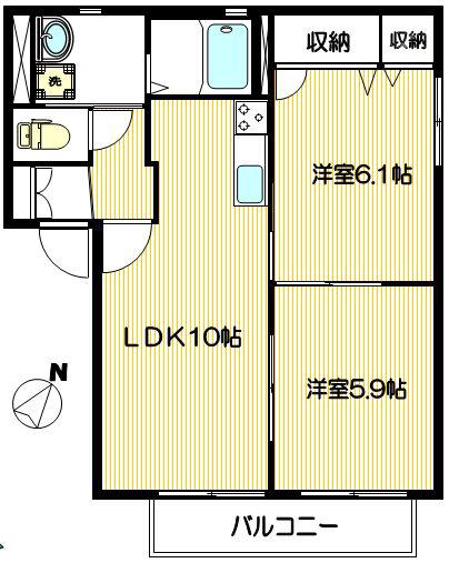 グランシードE・II(2LDK/2階)の間取り写真