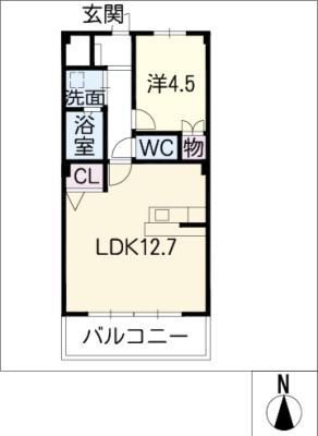 コーポオオノ(1LDK/1階)の間取り写真
