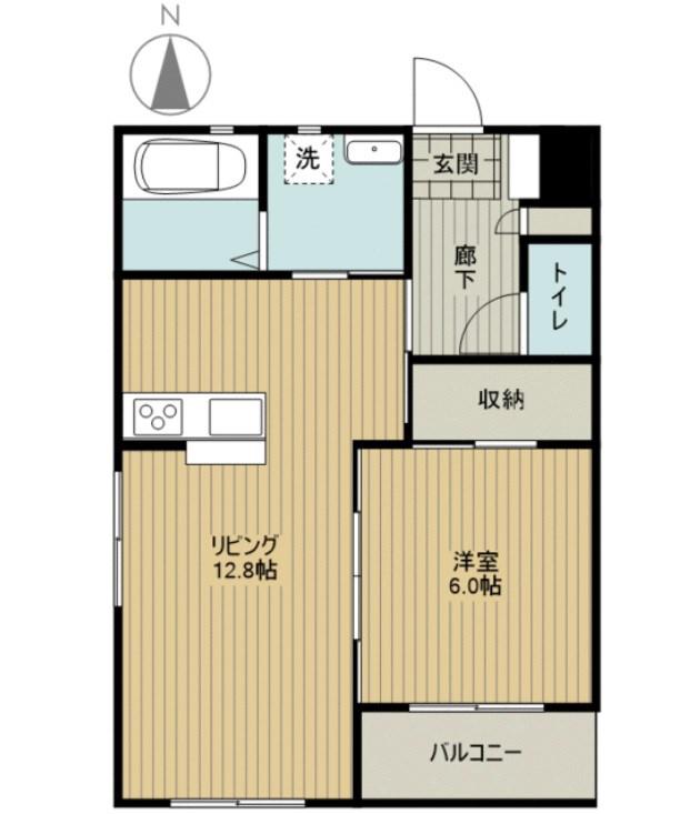 田畑ハイツルシアスI(1LDK/2階)の間取り写真